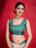 Cream Poly Silk Festival Saree With Blouse Piece