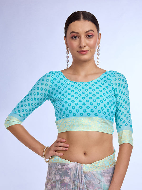 Grey Georgette Saree With Blouse Piece