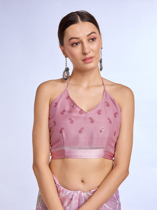 Pink Georgette Saree With Blouse Piece