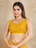 Pure Chiffon Bandhani Printed Saree With Viscose Woven Border And Blouse Piece