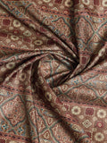 Brown Pure Handloom Tussar Woven Pallu Ajrakh Printed With Blouse Piece