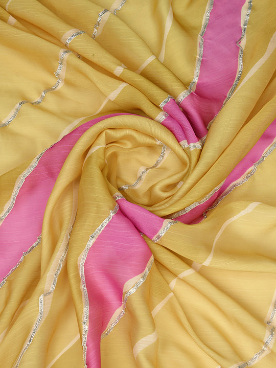 Yellow Poly Chiffon Festival Saree With Blouse Piece