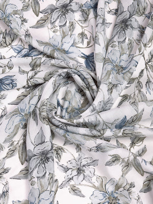 White & Black Dola Silk Saree With Blouse Piece