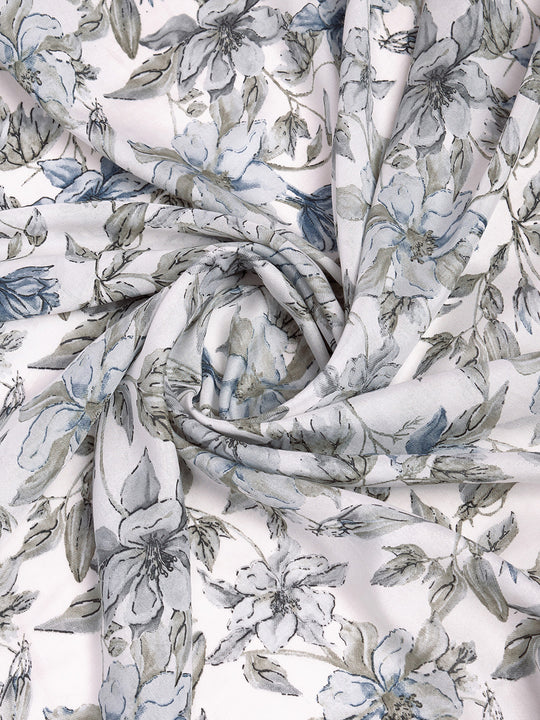 White & Black Dola Silk Saree With Blouse Piece