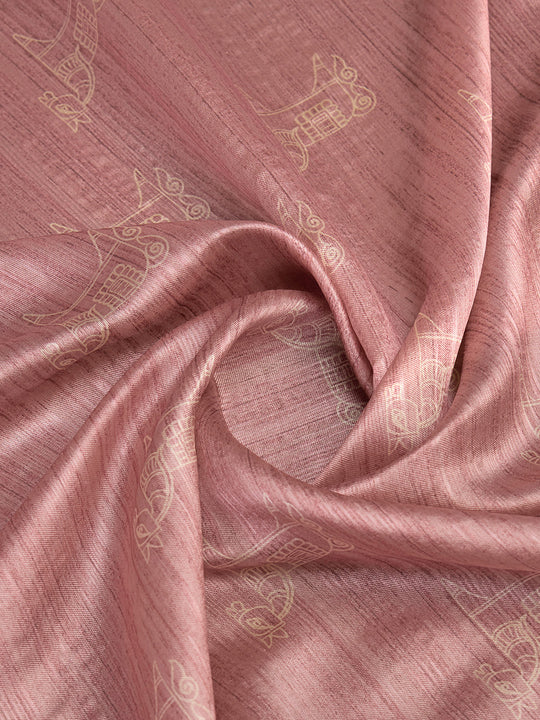 Pink Silk Blend Saree With Blouse Piece