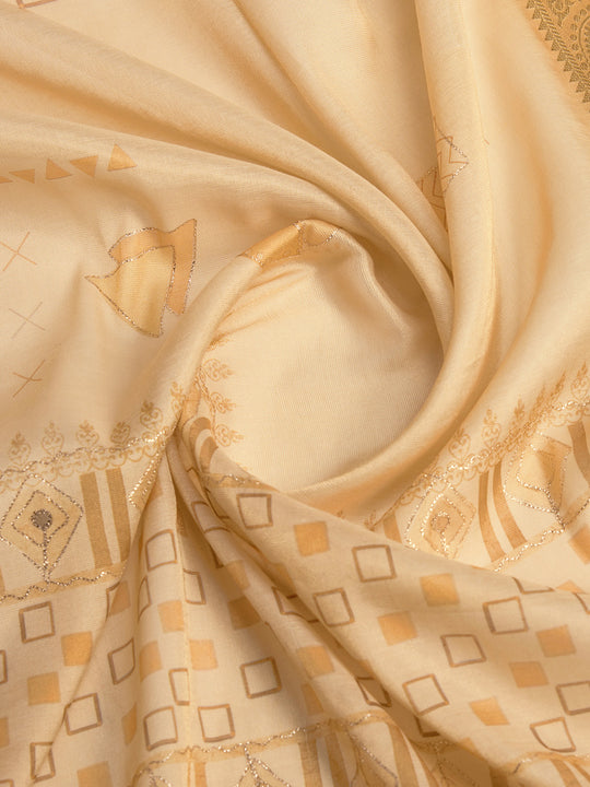 Yellow Silk Blend Saree With Blouse Piece