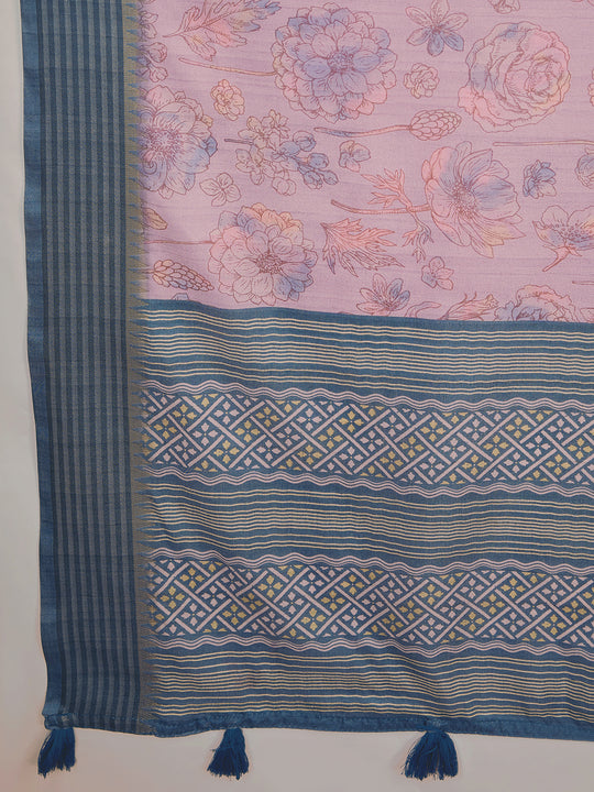 Lavender Poly Silk Daily Wear Saree With Blouse Piece