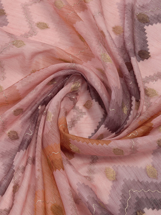 Violet Cotton Blend Saree With Blouse Piece