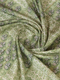 Green Pure Tussar Silk Ajrakh Block Printed With Blouse Piece