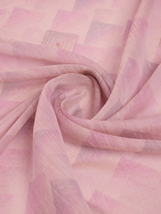 Pink Tissue Linen Blend Saree With Blouse Piece