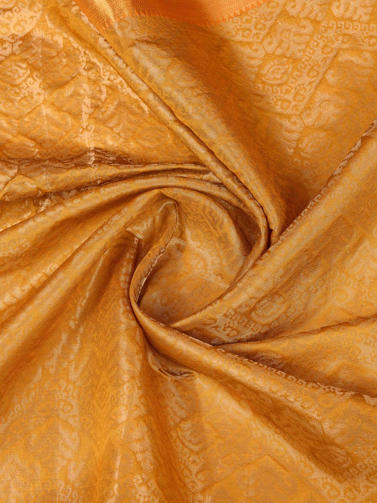 Mustard Yellow Ikkat Woven Kajeevaram Silk Rich Pallu With Blouse Piece
