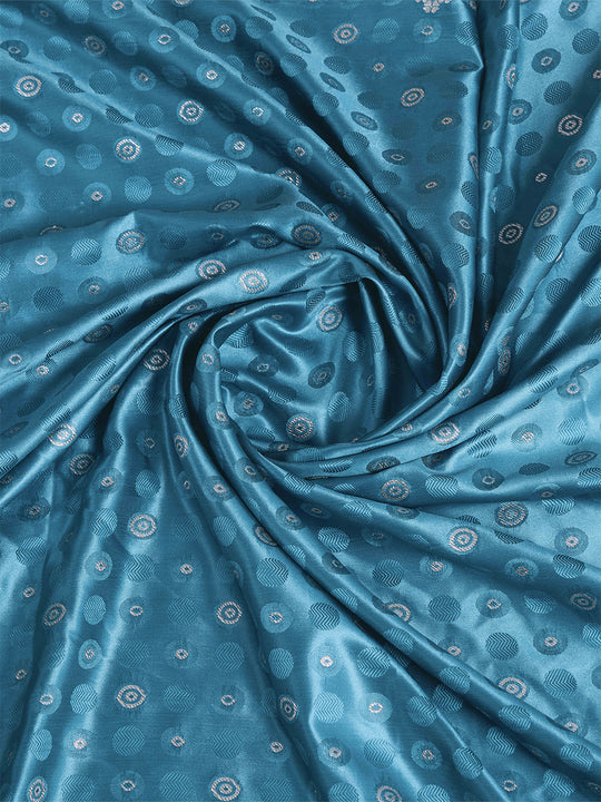 Blue Pure Satin Banarasi Saree With Tassels Saree With Blouse Piece