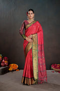 Soft Silk Chitt Palu With Contrast Blouse Weaving Saree