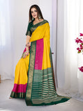 Pure Silk Woven Zari Saree With Jacquard Border And Blouse Piece