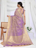 Purple Pure Tissue Silk Banarasi Saree With Brocade Blouse Piece