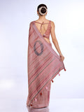 Pink Linen Blend Saree With Blouse Piece