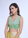 Yellow Poly Chiffon Festive Wear Saree With Blouse Piecde