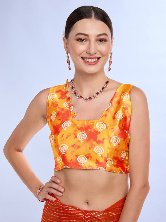 Yellow & Pink Weightless Saree With Blouse Piece