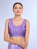 Purple Satin Saree With Blouse Piece