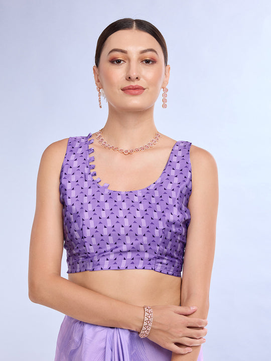 Purple Satin Saree With Blouse Piece