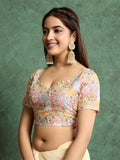 Poly Chiffon Dyed Saree With Heavy Embroidered Blouse Piece