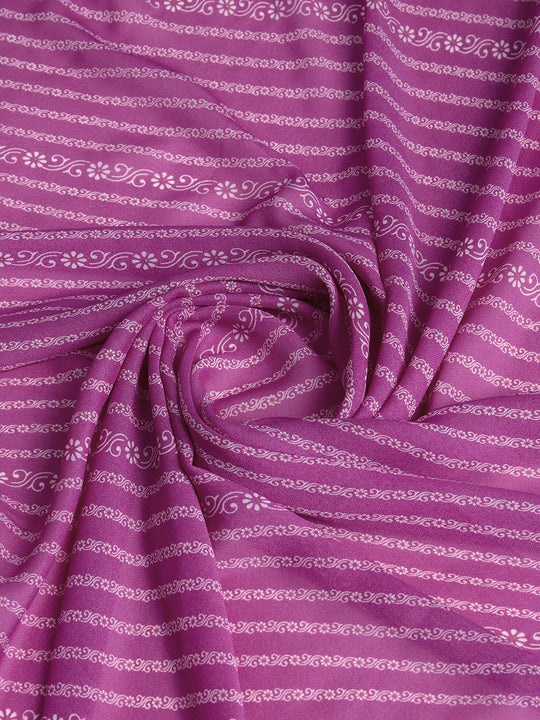 Purple Poly Georgette Saree With Blouse Piece
