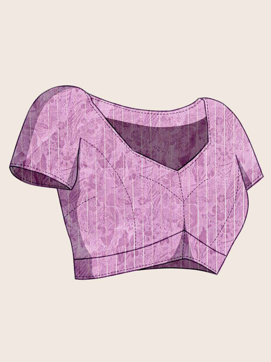 Babypink Organza Zari Woven Printed Saree With Hand-Sequence Embellishment Saree With Blouse Piece