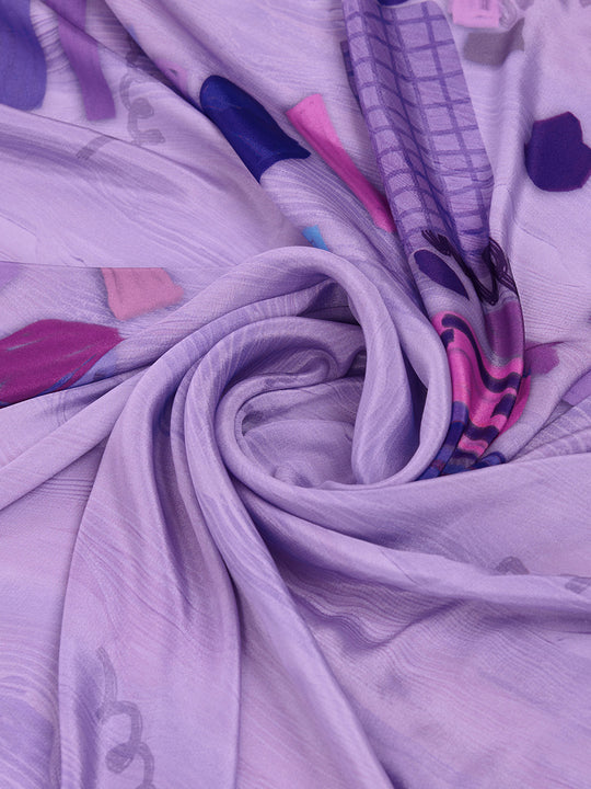 Purple Satin Saree With Blouse Piece