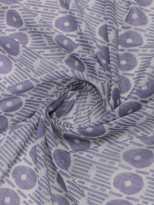 Grey Linen Blend Saree With Blouse Piece