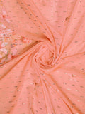 Peach Poly Chiffon Festival Saree With Blouse Piece
