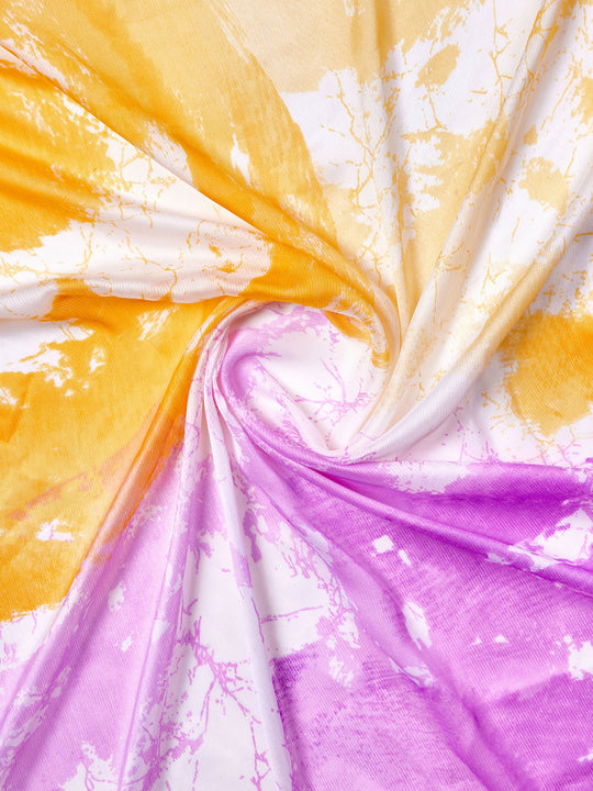 Lavender Poly Chiffon Saree With Blouse Piece