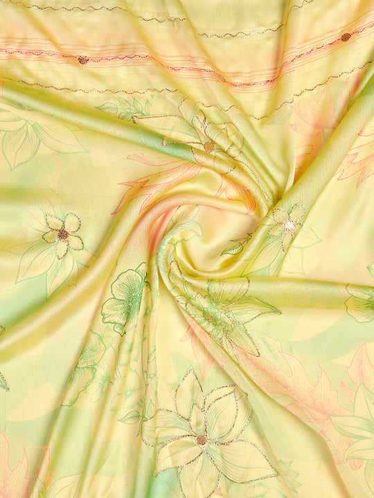 Yellow Poly Chiffon Festive Wear Saree With Blouse Piecde