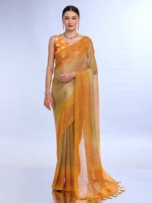 Mustard Weightless Saree With Blouse Piece