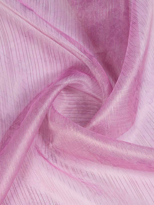 Babypink Organza Zari Woven Printed Saree With Hand-Sequence Embellishment Saree With Blouse Piece