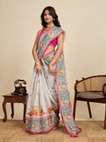 Multicolour Linen Saree With Jari Border All Over Single Colour Printed Saree With Blouse Piece