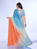 Multi Colour Poly Chiffon Festival Saree With Blouse Piece