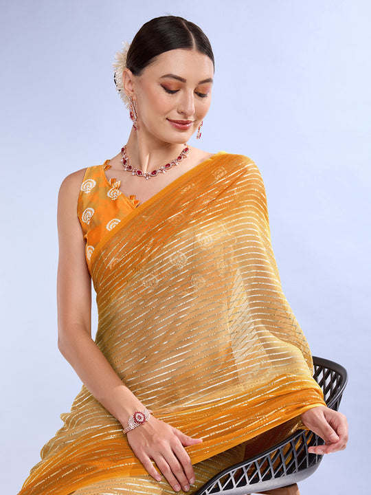 Mustard Weightless Saree With Blouse Piece