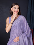 Lavender Poly Georgette Saree With Blouse Piece
