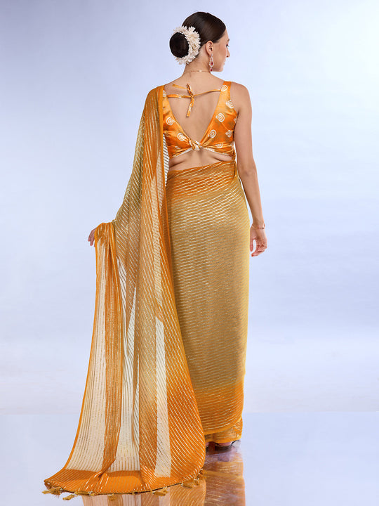 Mustard Weightless Saree With Blouse Piece