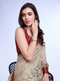 Cream Poly Silk Daily Wear Saree With Blouse Piece