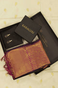 Raksha Bandhan Gift Box - (Set of Wine Purple Woven Kanjivaram Saree And Earrings)