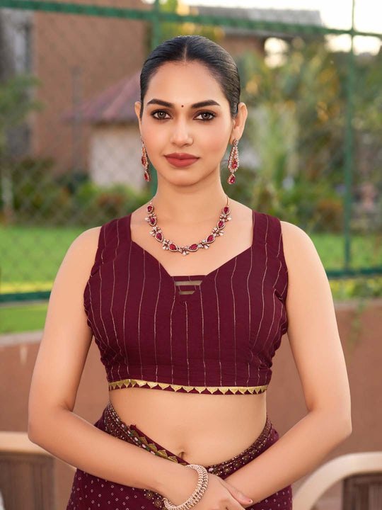 Maroon Silk Saree With Blouse Piece