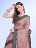 Pink Poly Silk Daily Wear Saree With Blouse Piece