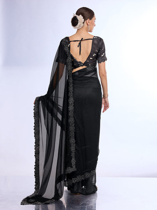 Black Georgette Saree With Blouse Piece