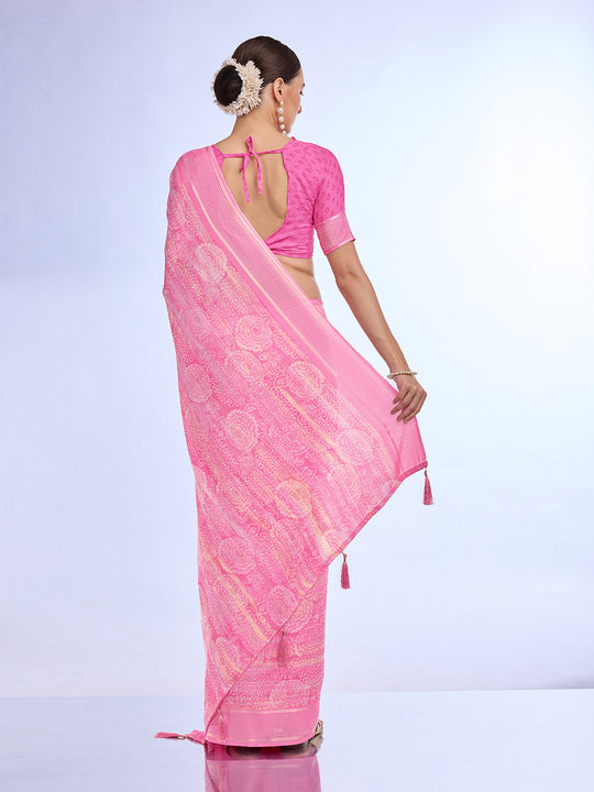 Purple Georgette Saree With Blouse Piece