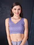 Lavender Poly Georgette Saree With Blouse Piece
