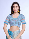 Multi Colour Poly Chiffon Festival Saree With Blouse Piece