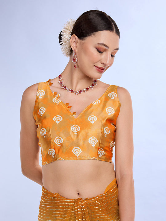 Mustard Weightless Saree With Blouse Piece