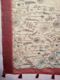 Cream Poly Silk Daily Wear Saree With Blouse Piece