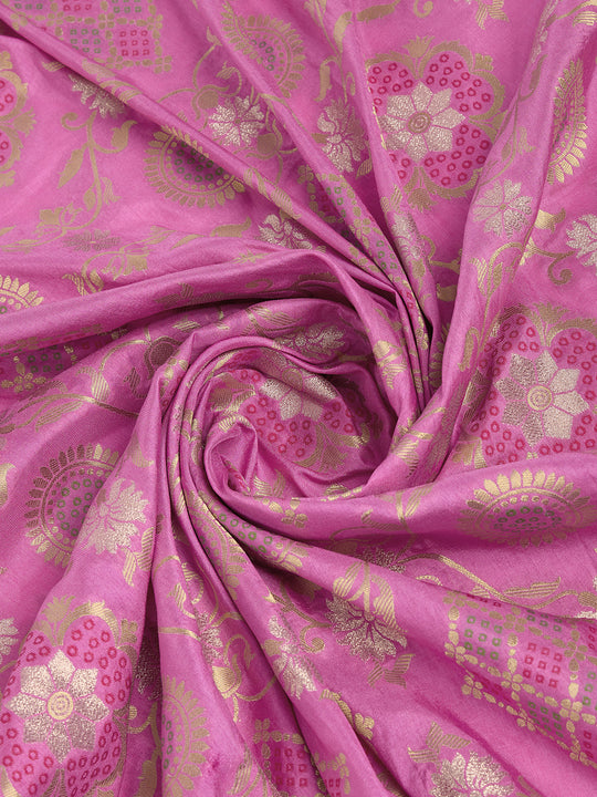 Pink Pure Silk Saree With Blouse Piece